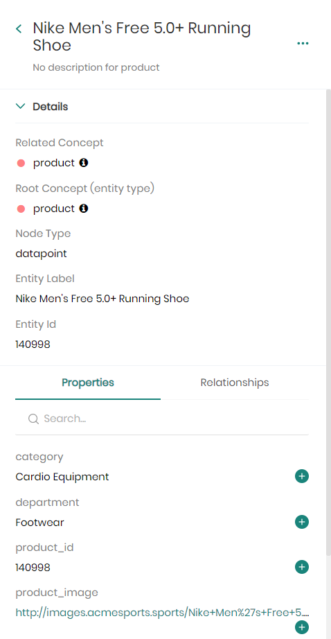 Graph explorer - Node properties