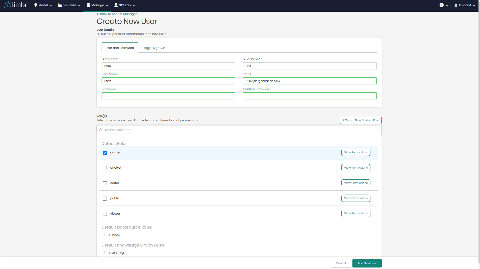 Access manager role list