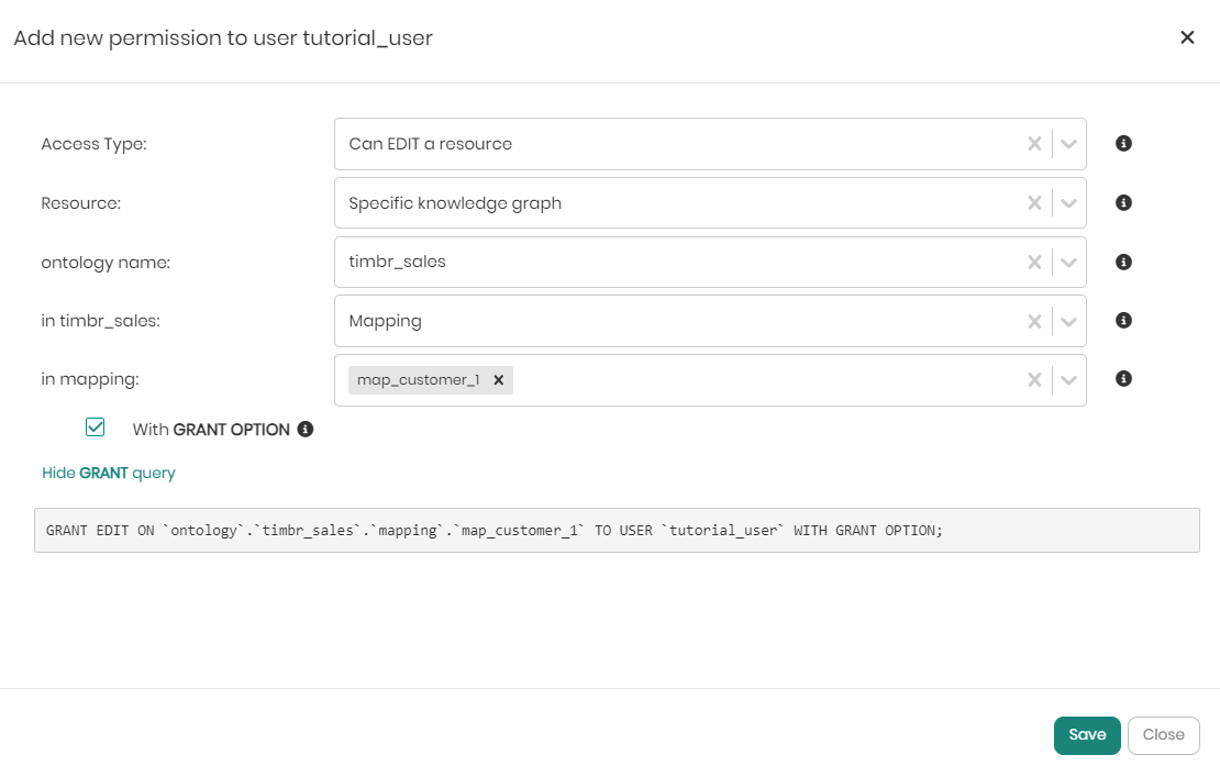 Access manager grant sql access