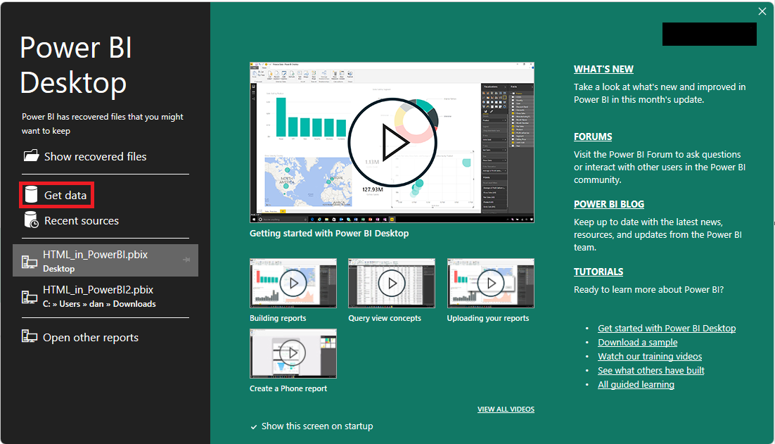 Power BI get data