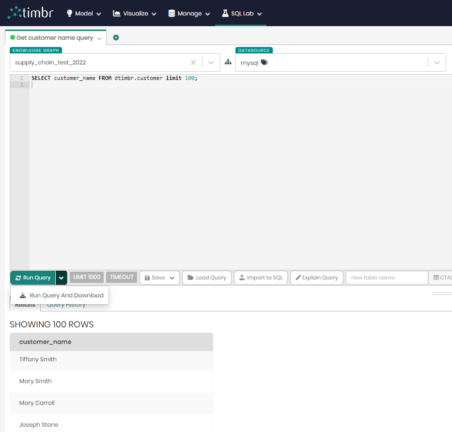 Download query results to be used as the Power BI values for filtering the saved exploration