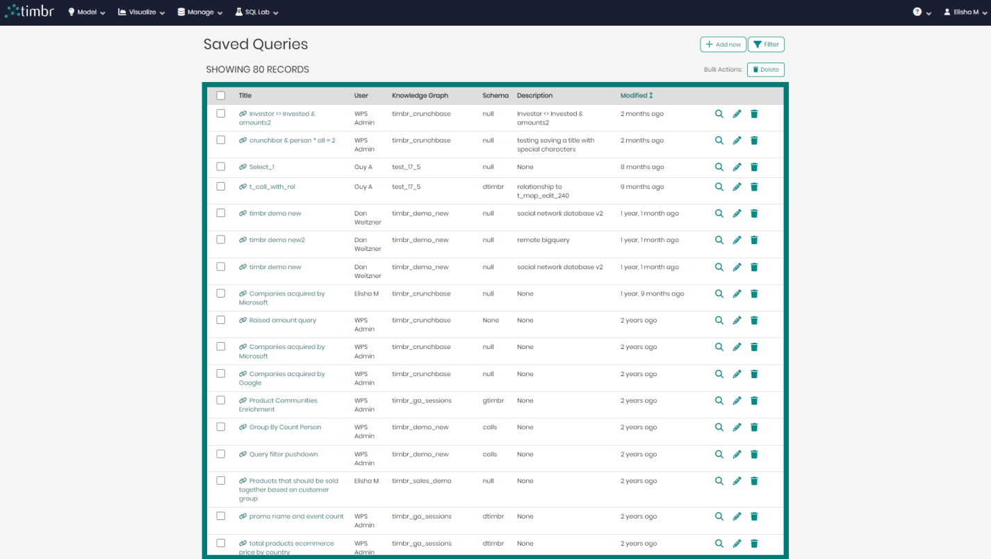 Saved queries