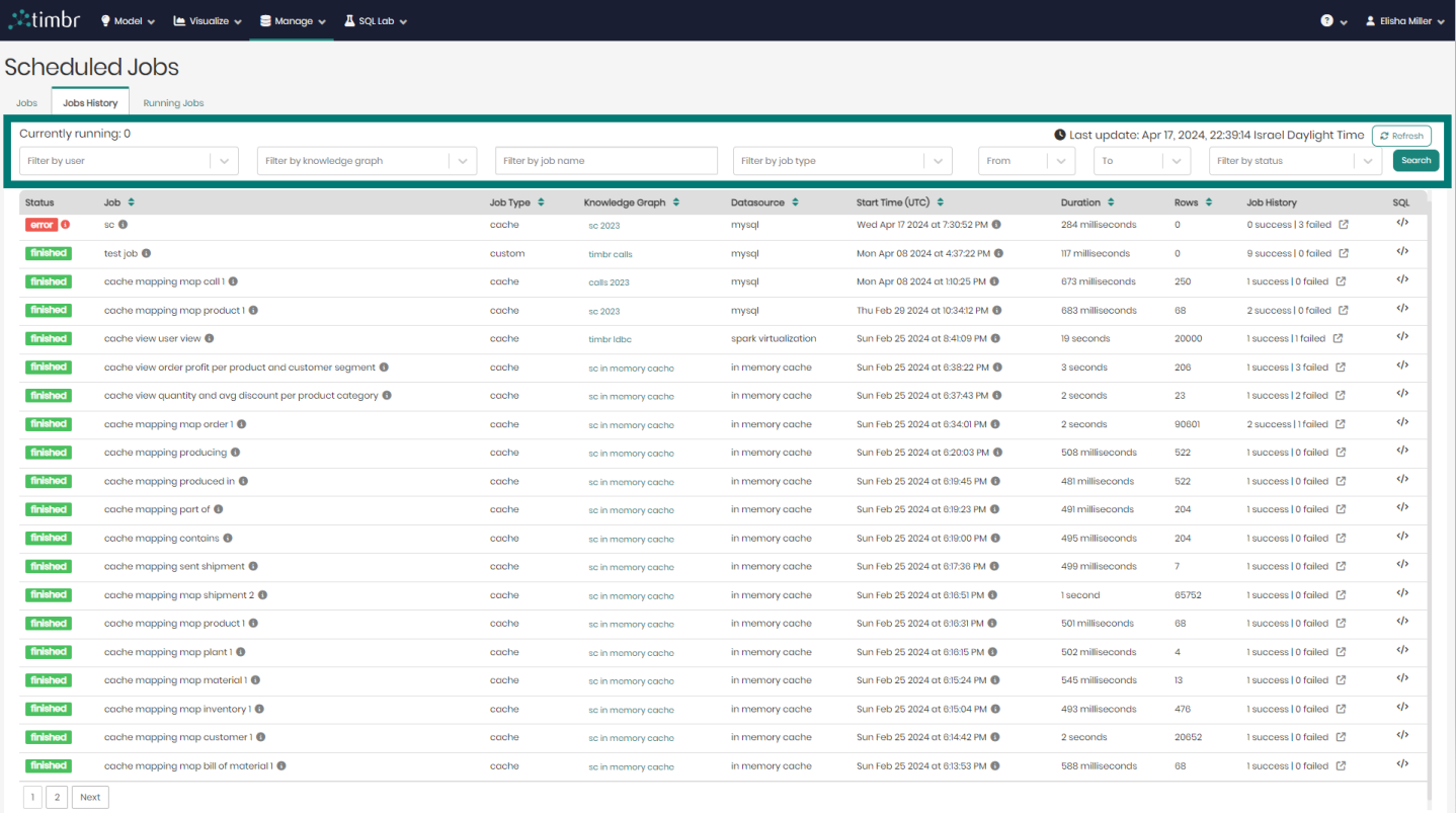 Scheduled Jobs- Filter