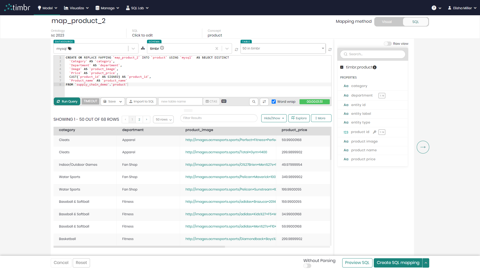 Data mapper - Mappings in SQL query