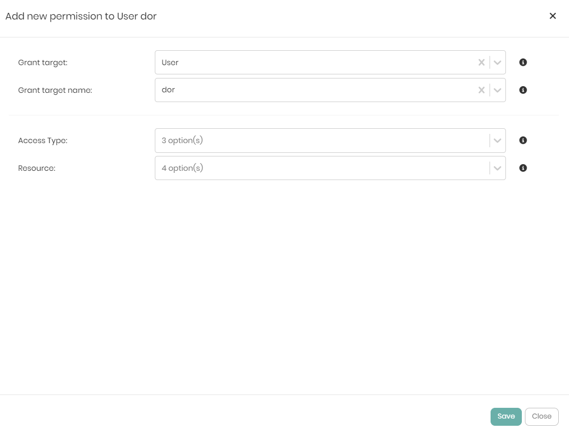 Access permissions type_resource