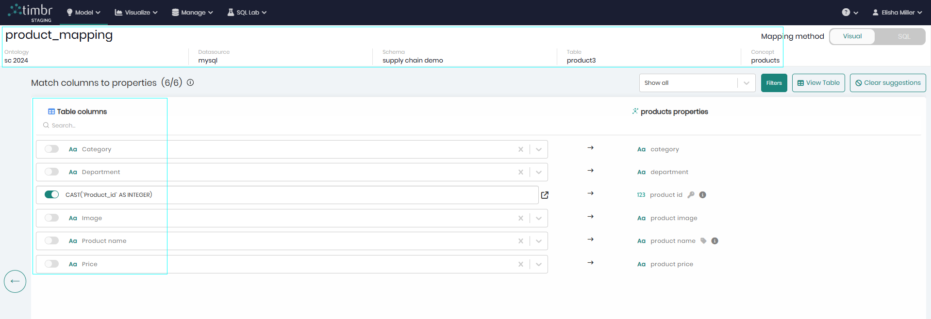 Data mapper - Property to column matching
