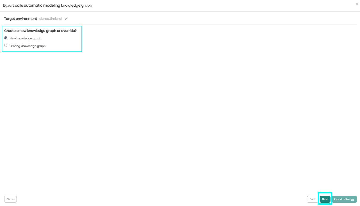 Choose new or exisiting kg