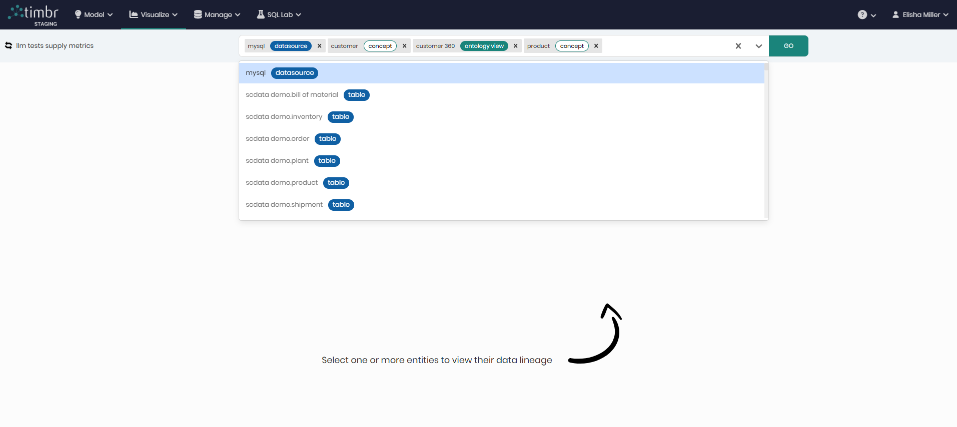 Data Lineage - Go button