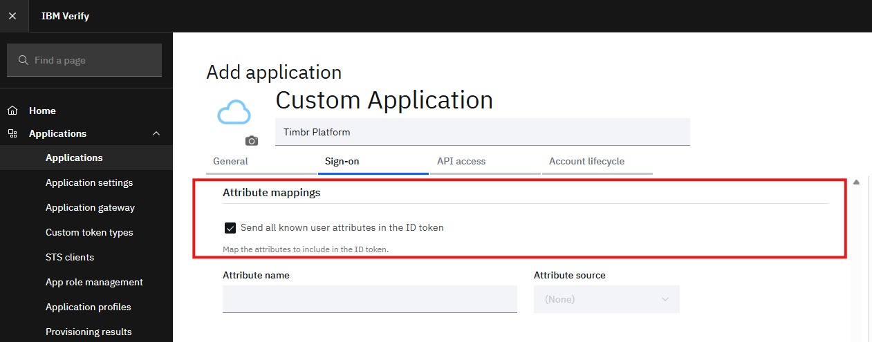 IBM Configure Sign-On Settings