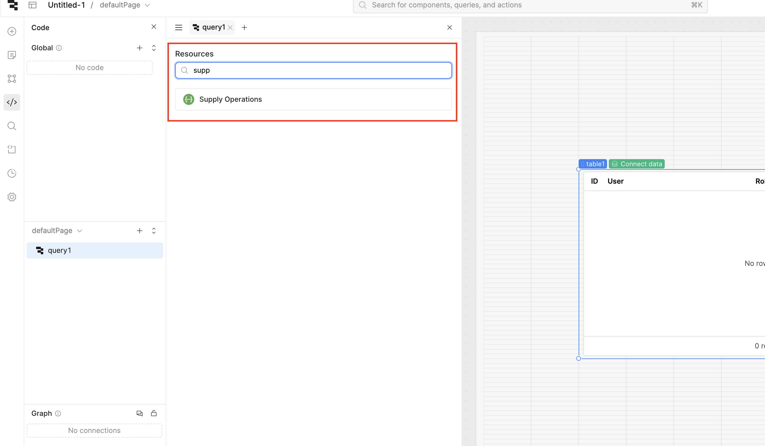 Select Resource for Retool App